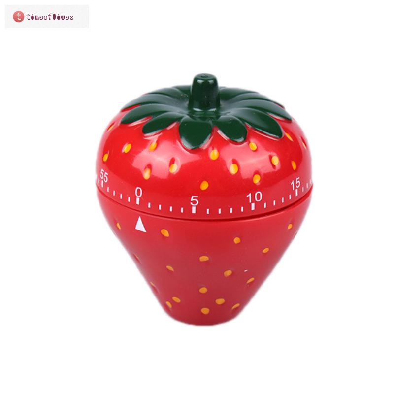 TF▶ Creative Fashion Plastic Strawberry Kitchen Alarm Timer 60 Minutes Rings For Cooking Baking Party