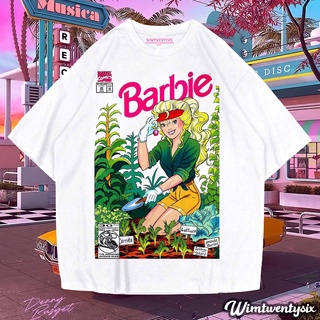 ผ้าฝ้ายแท้เสื้อยืด ลาย Barbie GARDENER VINTAGES-4XL