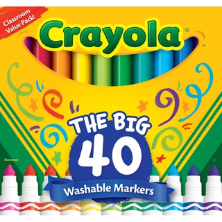 Crayola สีเมจิกล้างออกได้อัลตร้าคลีน40สี หัวใหญ่