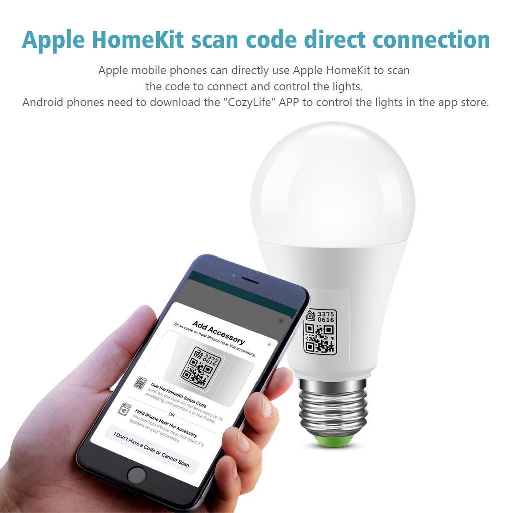 9W WiFi Smart Light Bulb MFI Homekit E27 LED RGB RGBW Dimmable Lamp Compatible With Apple Homekit Siri Alexa Google Assi
