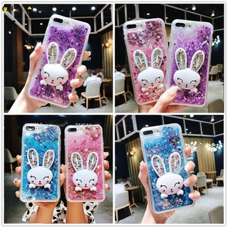 Samsung Galaxy A8 A8+ A6 A6+ Plus 2018 A3 2017 A7 A5 2018 2016 Phone Case Quicksand Liquid Rabbit Holder Stand Glitter Bling Cartoon Cute Clear Transparent Soft Case Cover