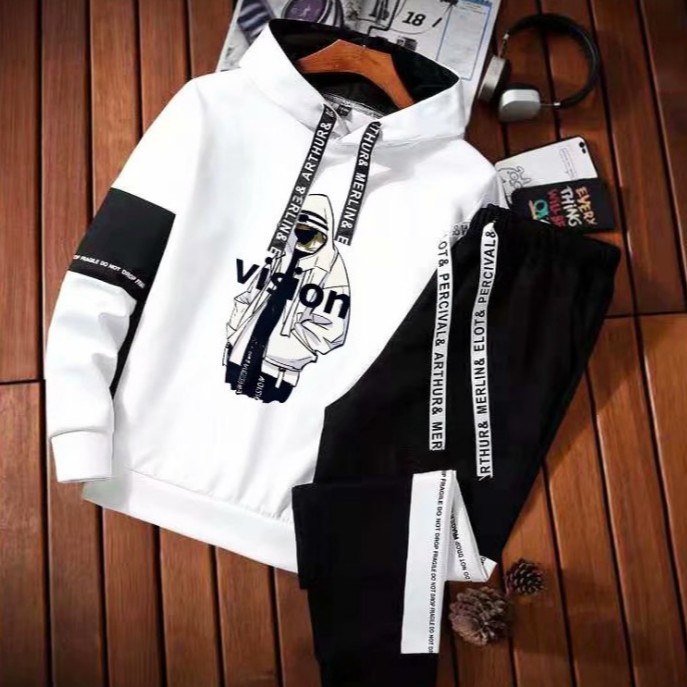 Clothing Fashion ชุดเซต 2 ชิ้น เสื้ัอแขนยาว มีฮูด + กางเกงขายาว เอวยางยืด สกรีนลาย รุ่น 999