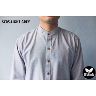 Oxford Shirt - Light Grey : เสื้อเชิ้ตคอจีนแขนยาวสีเทาอ่อน