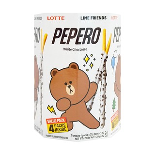 Lotte Pepero White Chocolate 128g. ล็อตเต้ เปปเปอโร ไวท์ คุกกี้ช็อกโกแลตขาว 128กรัม.