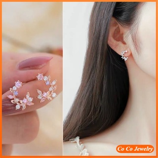 Cocojewelry ต่างหูสตั๊ด เข็มเงิน S925 ลายดอกไม้ สไตล์เกาหลี เรียบง่าย เครื่องประดับ สําหรับผู้หญิง