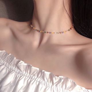 สร้อยคอ คริสตัล หลากสี choker โชคเกอร์ ปรับได้ ผู้หญิง สร้อยคอพลอย สไตล์เกาหลี เครื่องประดับผู้หญิง เครื่องประดับสร้อยคอ สร้อยคอโชคเกอร์ เซ็กซี่ CQXL19