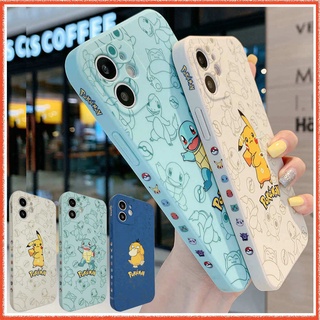 เคสไอโฟนการ์ตูนลายแถบข้าง 🔥 Pokémon เคสขอบเหลี่ยมสำหรับ IPhone 12 6 เคสไอโฟน7พลัส 8 Xr เคสi11 SE2020 เคสไอ12 Mini เคสไอ11 iPhone11 Pro Max เคสไอโฟนxs 7 plus เคสไอโฟน8พลัส i Phone 12 X เคสi12 โปร เคสไอโฟน12 [6s เคสไอโฟน11 Pikachu Squirtle Psyduck Case