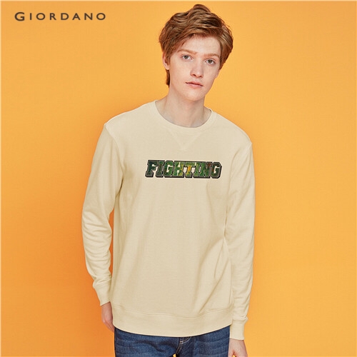 GIORDANO MEN Loose crewneck printed sweatshirt 91099704