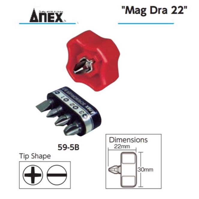 ANEX Japan ไขควงเล็ก ไขควงสั้น ไขควงจิ๋ว mini screwdriver ไขควงญี่ปุ่น รุ่น 59-5B Mag Dra 22