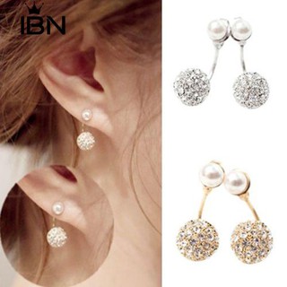 * Ibn สตรี Rhinestone เพิร์ล Faux ด้านหน้า / Earbings Earbings หลัง