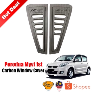 Perodua Myvi ฝาครอบหน้าต่างรถยนต์ คาร์บอน ทรงสามเหลี่ยม 3D