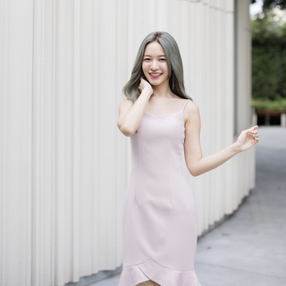 YellowApparel Nico Dress ชุดเดรสกระโปรงระบาย สี Pink