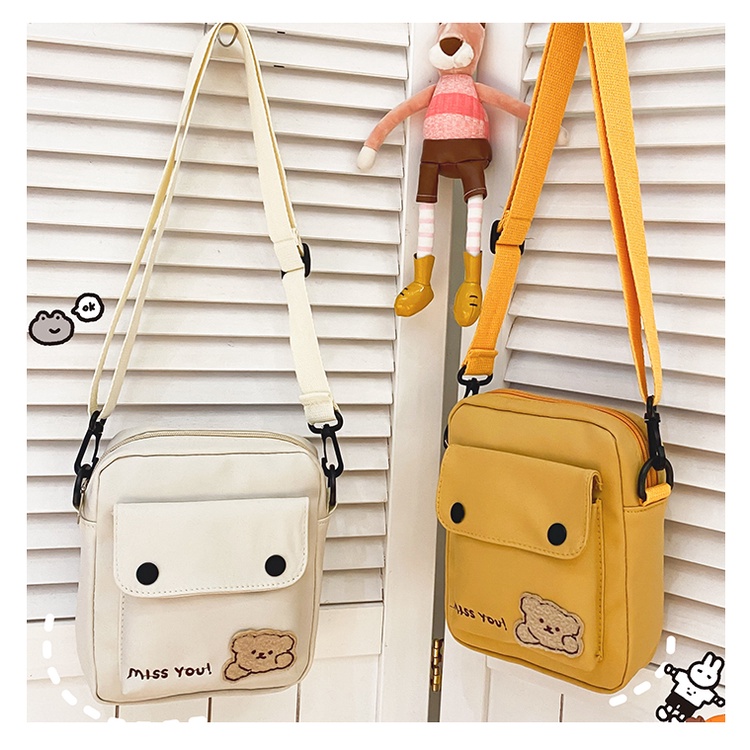 tokyosellected(T1803) กระเป๋าสะพายข้างใบเล็ก ʕ•ᴥ•ʔ MISS YOU น้องหมี