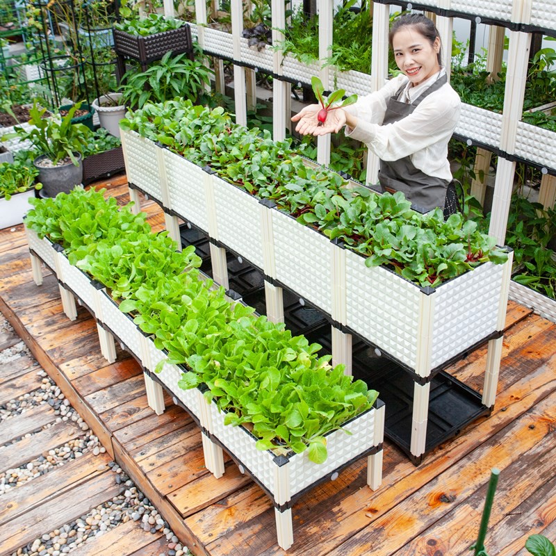 [พร้อมส่ง!!] กระบะปลูกผัก Balcony vegetable box สีขาว  เหมาะสำหรับปลูกพืชผักสวนครัว ผักสลัด ดอกไม้ วางต้นไม้