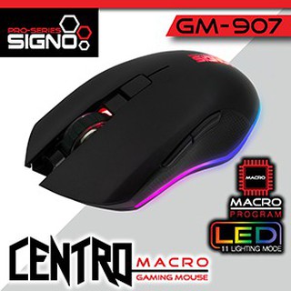 Signo GM-907 CENTRO Macro Gaming Mouse เมาส์ใช้สาย ตั้งมาโคร 6 ปุ่ม 11 โหมดไฟ 4800 DPI