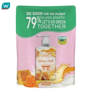 Watsons วัตสัน เลิฟ มาย สกิน ฮันนี่ แอนด์ มิลค์ เซ็นทิด ครีม แฮนด์ วอช 500มล.(รีฟิล)