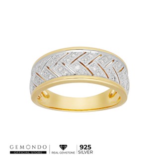 Gemondo แหวนเงินแท้ 925 ชุบทอง 18K ประดับเพชร (Diamond) ดีไซน์ขัดสาน  : แหวนทอง แหวนเพชร แหวนแถว ทองแท้ เพชรแท้