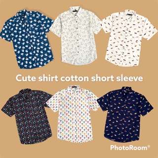 เสื้อเชิ้ตแขนสั้นพิมพ์ลาย cute shirt cotton short sleeve