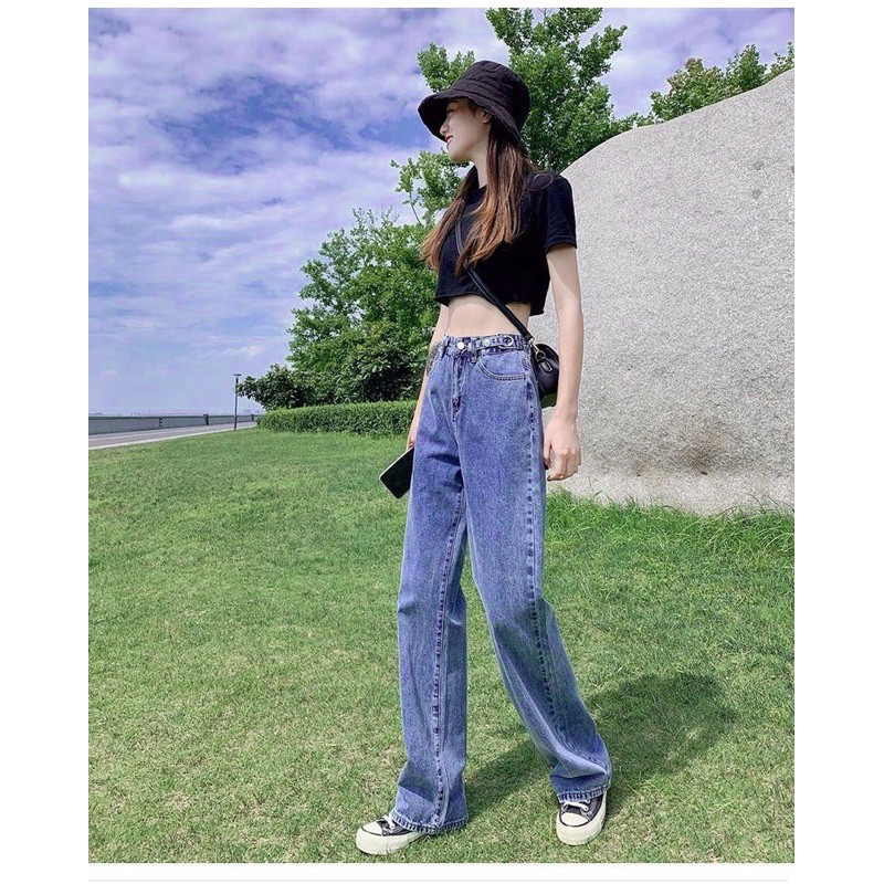 Sweet ยีนส์ทรงกระบอกลิซ่า ด้านข้างปรับกระดุมได้ ทรงสวย รูปที่ 5