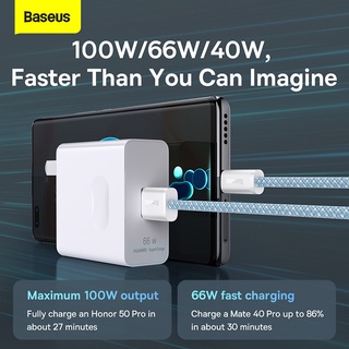 Baseus สายชาร์จโทรศัพท์มือถือ Type C 100w 66w ชาร์จเร็ว 40w สําหรับ Xiaomi Huawei mate30p50 40 Honor 50Pro 6A