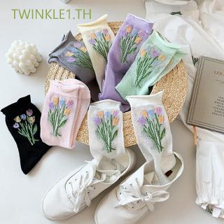 ถุงเท้าปักลายดอกไม้สําหรับสตรี twinkle 1 . th