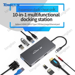 Blueendless 10 In 1 Type C Usb 3 . 0 Hdmi Tf Lan Pd Usb Hub สําหรับ Macbook หัวเว่ย Xiaomi