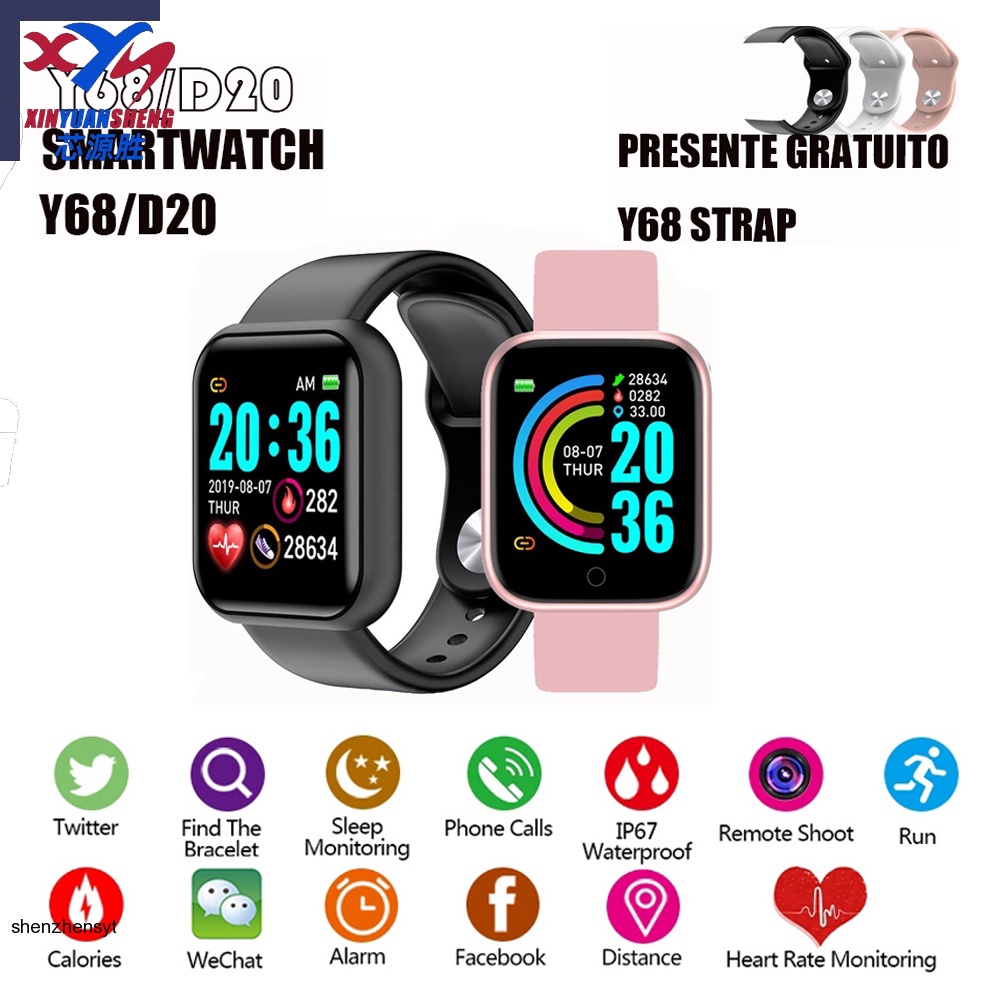 Syt [ smartwatch y68 ] Y68 สมาร์ทวอทช์ฟิตเนส Tracker Digital Heart Rate Jam Tangan Wanita Lelaki นาฬ