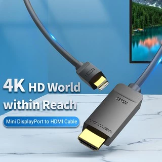 Vention Mini DP to HDMI Cable 4K 30HZ Mini DisplayPort HDMI แปลงสายเคเบิลวิดีโอ สําหรับ Macbook iMac mbp HAB / HAH