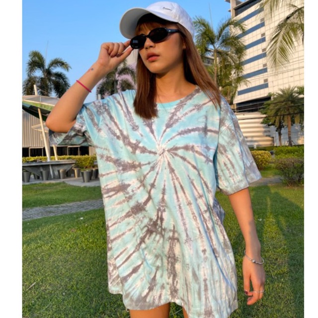 [ส่งใน1-2วัน] เสื้อมัดย้อมสีสด UNISEX | TIE DYE T-SHIRT | ผ้า Cotton100% - KT120-ตุลาคม (ฟ้าอ่อน-เทาจืด)