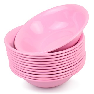   ถ้วย ชามพลาสติก ถ้วยชามราคาถูก ขนาด 20ซม. (สีชมพู) รุ่น Pink-circle-bowl-00h-T5