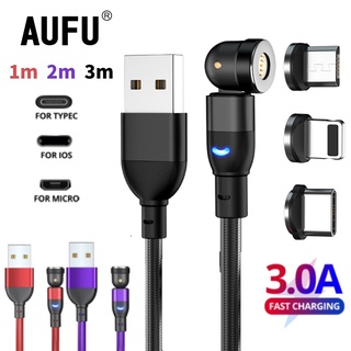 สายชาร์จแม่เหล็ก Micro USB Type C หมุนได้ 540 องศา 1 2 3 เมตร สําหรับ Android