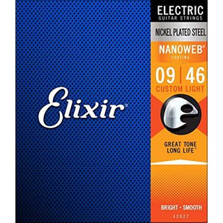 (ของแท้) Elixir® Nanoweb สายกีตาร์ไฟฟ้า เบอร์ 9 แบบนิกเกิล (Custom light, .09 - .046) #12027