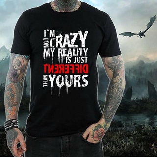 T-shirt  เสื้อยืดลําลอง ผ้าฝ้าย พิมพ์ลายตัวอักษร IM Not Crazy แฟชั่นสําหรับผู้ชายS-5XL