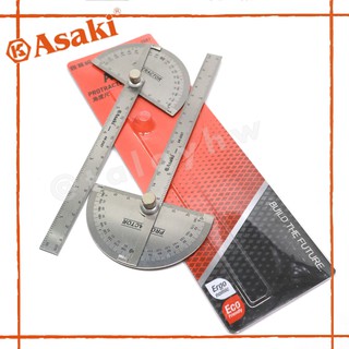 Protractor ฉากวัดองศาสแตนเลส ไม้บรรทัดวัดองศา โปรแทรกเตอร์ครึ่งวงกลม อุปกรณ์วัดองศาฉาก 6"/150mm.