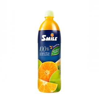 สไมล์ น้ำส้มคั้นแท้ 100% พาสเจอร์ไรซ์ 1 ลิตร Smile 100% authentic orange juice, pasteurized 1 liter