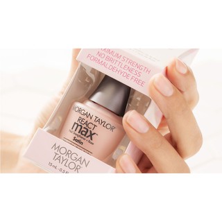 MORGAN TAYLOR REACT max Nail strengthener+Extended wear base coat SATIN.เบสโค้ดสีธรรมดาพร้อมตัวบำรุงเล็บให้แข็งแรงด้าน