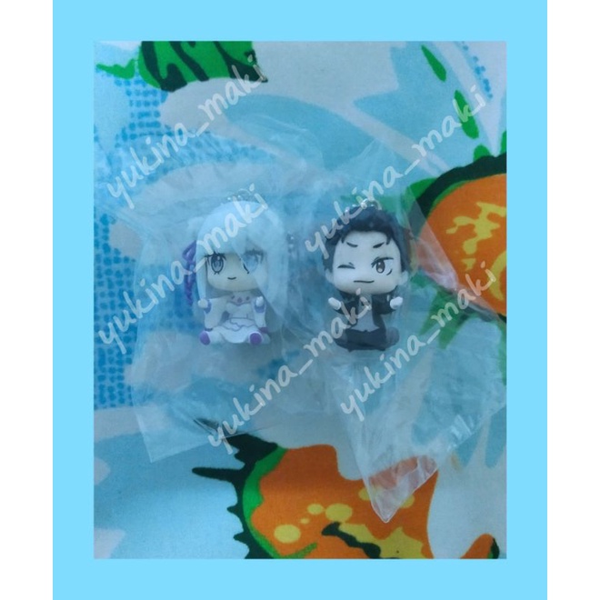 กาชาปองของแท้ re zero Emilia & Subaru พวงกุญแจอนิเมะ (ขายคู่กัน) มือ1 ของใหม่