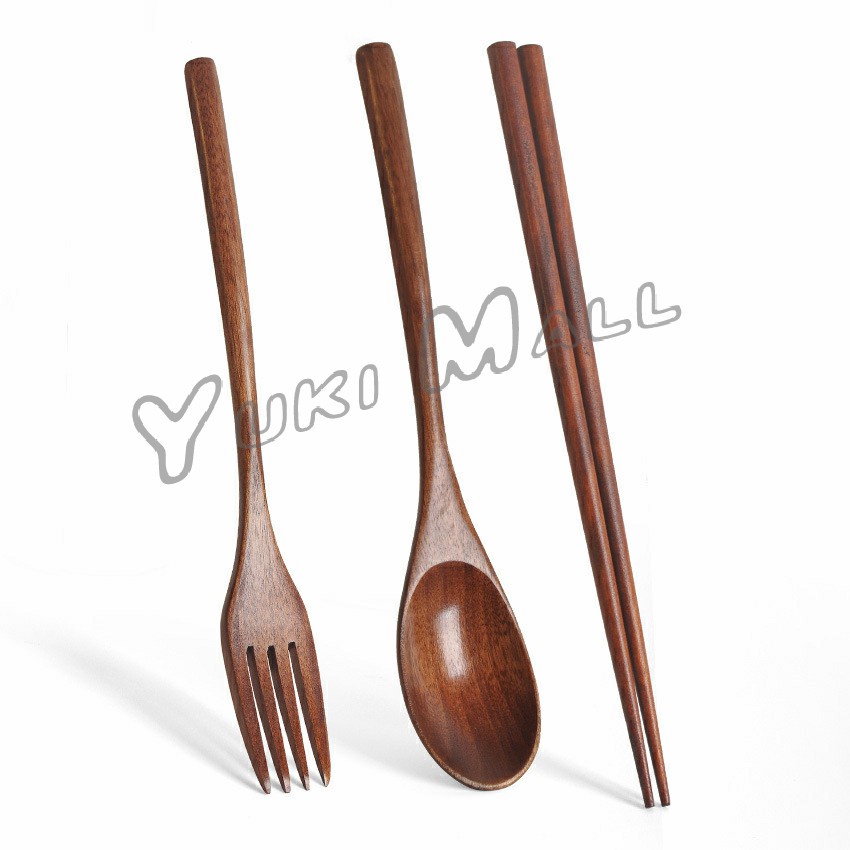 Yuki ชุดช้อนส้อม ช้อนส้อมไม้ ตะเกียบ ช้อน ส้อม  แบบพกพา สไตล์ญี่ปุ่น cutlery set - รูปที่ 5