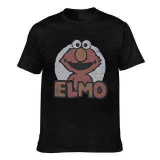 ผ้าฝ้ายคอกลมเสื้อยืด ผ้าฝ้าย พิมพ์ลาย Sesame Street Elmo Menor สําหรับผู้ชายfrom S-4XL