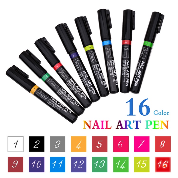 ปากกาสำหรับเพ้นท์เล็บ DIY มีให้เลือก 16 สี *พร้อมส่งจากไทย*