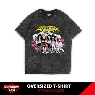 Anthrax OVERSIZE STONEWASH เสื้อยืด / เสื้อยืดกรดแวช / เสื้อยืดวง / เสื้อยืดโลหะร็อค / แซนด์แวช / รองเท้าบูท