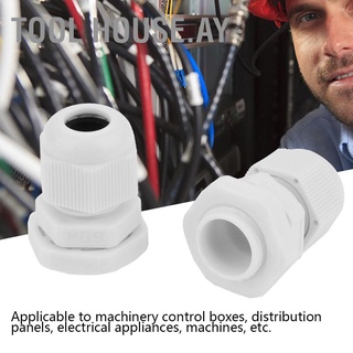 【Tool House.ay】ขั้วต่อกันน้ำสายไนลอน 10PCS/set PG7-PG21 IP68 Waterproof White Nylon Plastic Cable Gland Connector