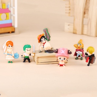 ฟิกเกอร์ ONE PIECE Luffy Nami Zoro Sanji Chopper ของเล่นสําหรับเด็ก 6 ชิ้น ต่อชุด