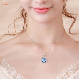 POOP Round Drop Shape Evil Eye Pendant Necklace Golden/Silver Chain Turkish Protect Lucky Necklace for Women Men Gifts