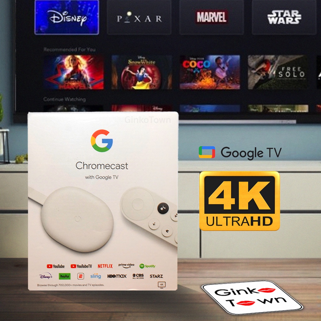 กทมมีส่งด่วน 1ชม.💥Google Chromecast Gen4 with Google TV 4K สีขาว (Snow) GA01919-US ของใหม่