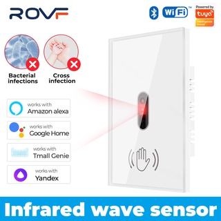 Rovf แผงสวิตช์ไฟติดผนัง ระบบเซนเซอร์อินฟราเรด เปิดปิด WIFI Tuya Smart IR ไม่ต้องสัมผัส สําหรับ Alexa Google Home Smart Life