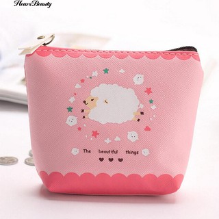 ☺♡ สี่เหลี่ยมเล็ก ๆ Sheep ซิปผู้ถือกระเป๋าสตางค์แต่งหน้าเหรียญกระเป๋าถือ