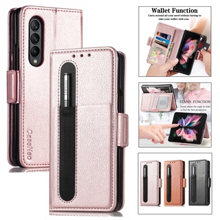 เคสหนัง ฝาพับ พร้อมช่องใส่บัตร คุณภาพสูง สําหรับ Samsung Z Fold3 Fold4