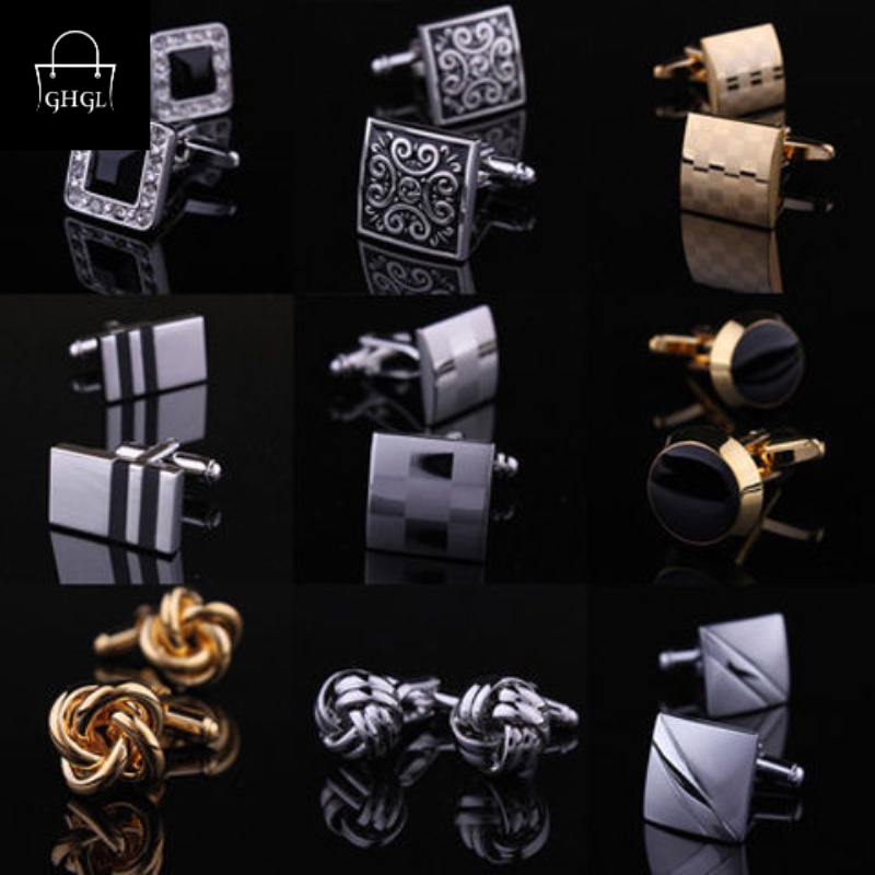 จีเอชแอล ❤️ [กล่องของขวัญ] กระดุมข้อมือฝรั่งเศส สำหรับผู้ชายและผู้หญิง พร้อมกระดุมเล็บและกระดุมเสื้อหรูหรา