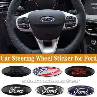 สติกเกอร์โลโก้สัญลักษณ์ 58x22 มม. สําหรับตกแต่งพวงมาลัยรถยนต์ Ford Kuga Explorer Fiesta Shelby 1 ชิ้น